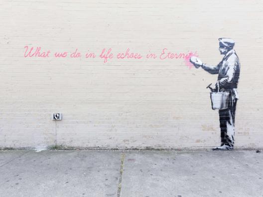 68th Str/38th Avenue, Queens, NYC (graffiti attributed to Banksy)