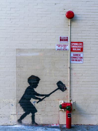 79th Street/Broadway, NYC (graffiti attributed to Banksy)