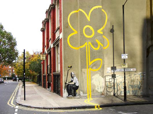 Pollard Street, London (graffiti attributed to Banksy)