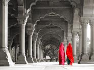 Women in traditional dress, India (BW)